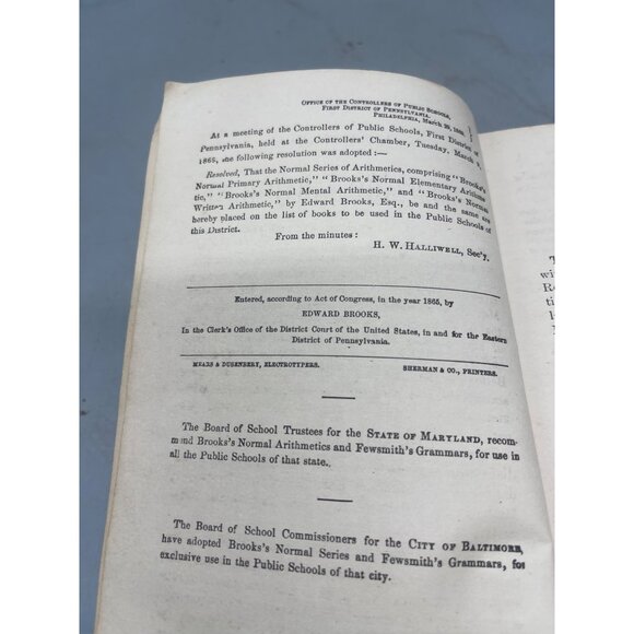 The normal elementary arithmetic book Edward brooks hardcover 1885 english READ - Picture 8 of 8